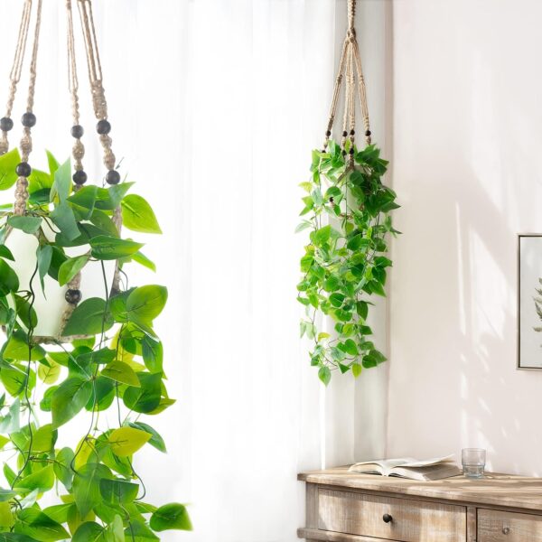 Mkono 2 Packs Fake Hanging Plant with Pot, Artificial Plants - Image 6