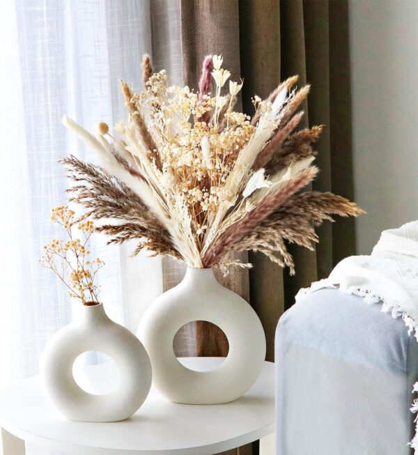 White Ceramic Vase, Modern Vase for Minimalist Decor - Image 3