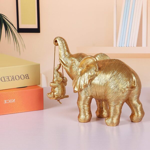 ZJ Whoest Elephant Statue. Gold Elephant Decor Brings Good Luck, Health, Strength - Image 3