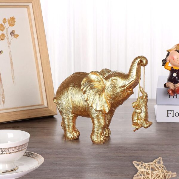 ZJ Whoest Elephant Statue. Gold Elephant Decor Brings Good Luck, Health, Strength - Image 4