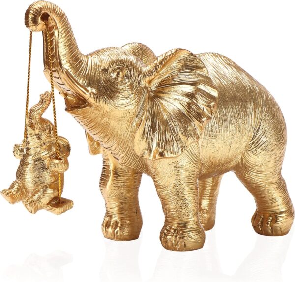 ZJ Whoest Elephant Statue. Gold Elephant Decor Brings Good Luck, Health, Strength - Image 5