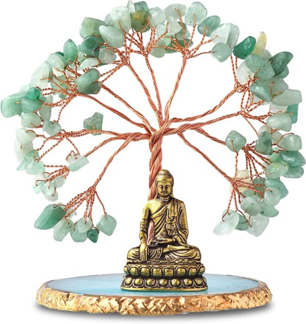 CRUCISRESIN Buddha Statue with Healing Crystal Tree